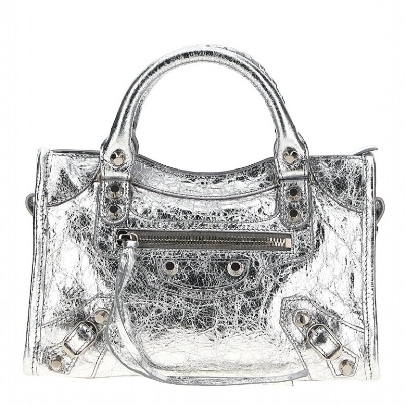 ✨2026季度全新✨Balenciaga Le City Mini 小羊皮迷你機車包 銀色﻿-8