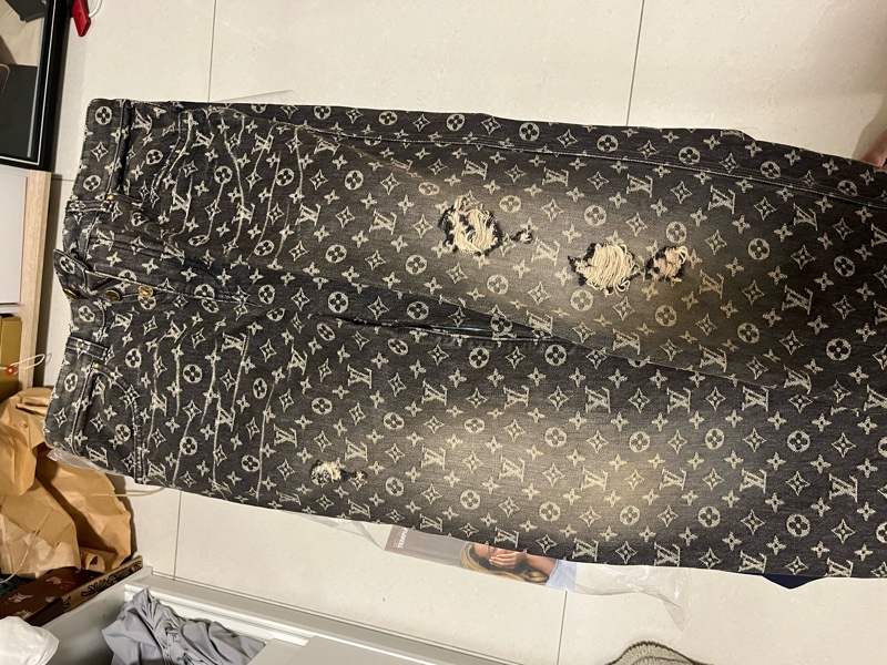 LV 牛仔褲 破壞-0