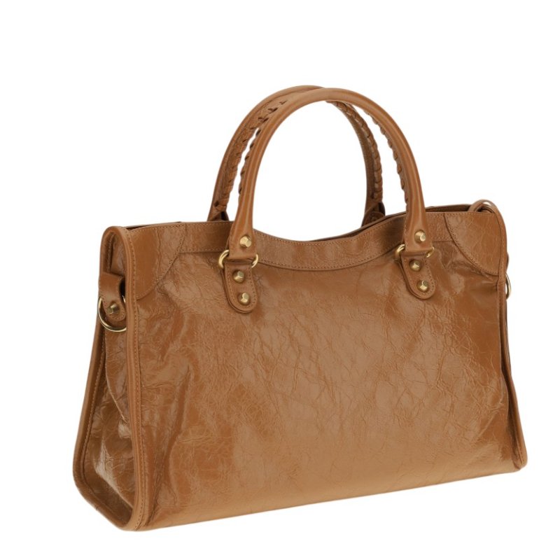 ✨2026季度全新✨Balenciaga 823058 Le City 小羊皮中款機車包 駝色金釦-6