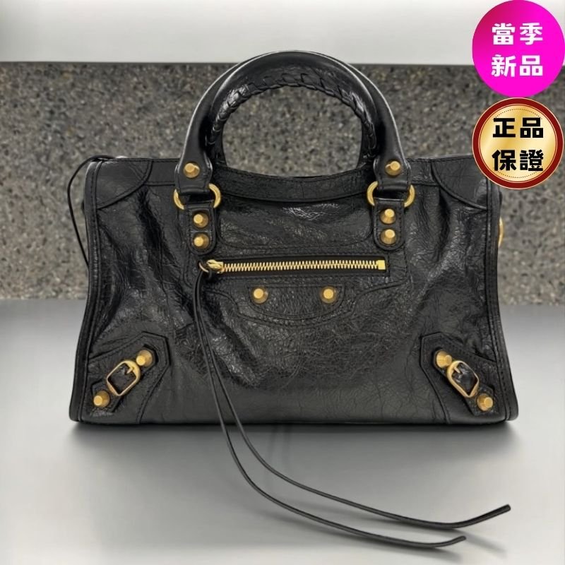 ✨2026季度全新✨Balenciaga 811442 Le City 小羊皮 S 小款機車包 黑色金釦-0