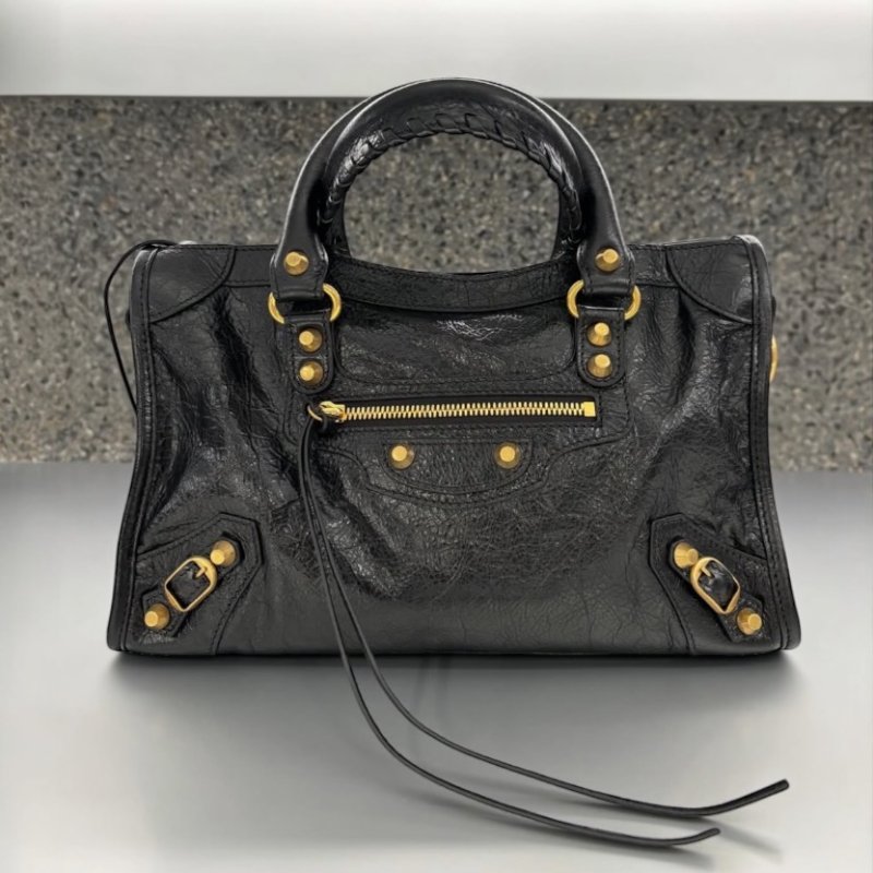 ✨2026季度全新✨Balenciaga 811442 Le City 小羊皮 S 小款機車包 黑色金釦-1