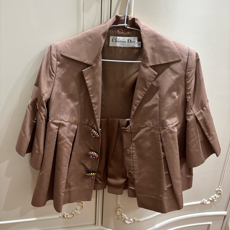 Dior可可色光澤感傘狀外套-0