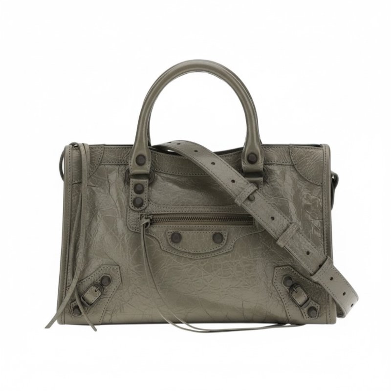 ✨2026季度全新✨Balenciaga 811442 Le City 小羊皮 S 小款機車包 卡其灰色銅釦-5