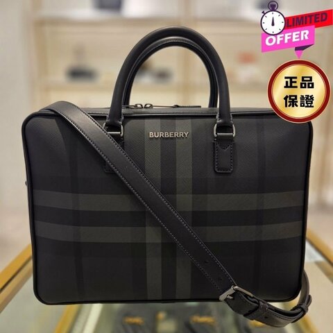 ✨2026季度全新✨Burberry 80653381 Ainsworth Briefcase 公事包 炭灰色