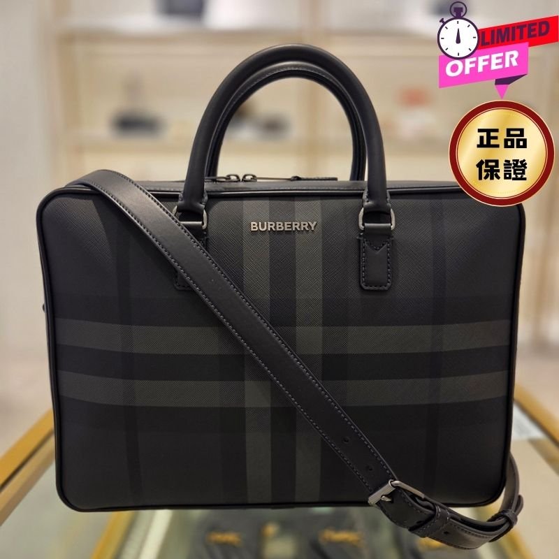 ✨2026季度全新✨Burberry 80653381 Ainsworth Briefcase 公事包 炭灰色-0