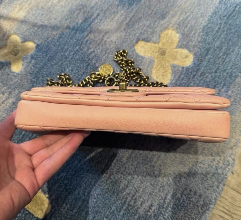 【96新 ✨ 全網最低價！】 Chanel 香奈兒 CF櫻花粉 牛皮 限量金幣 鏈條包（下單前先詢問庫存❗️）-5