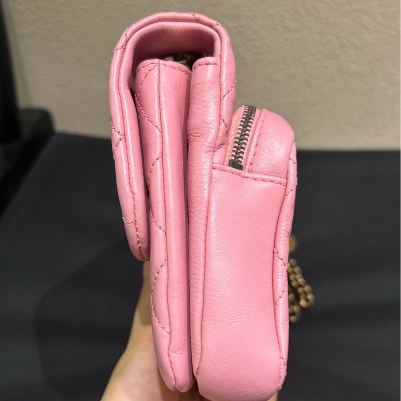 【96新 ✨ 全網最低價！】 Chanel 香奈兒 CF櫻花粉 牛皮 限量金幣 鏈條包（下單前先詢問庫存❗️）-3