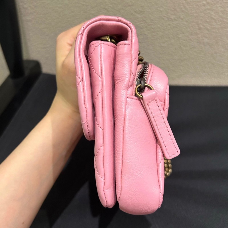 【96新 ✨ 全網最低價！】 Chanel 香奈兒 CF櫻花粉 牛皮 限量金幣 鏈條包（下單前先詢問庫存❗️）-4