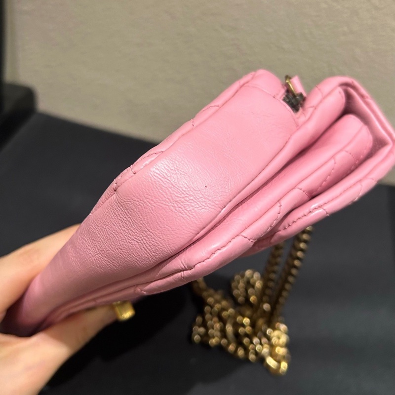 【96新 ✨ 全網最低價！】 Chanel 香奈兒 CF櫻花粉 牛皮 限量金幣 鏈條包（下單前先詢問庫存❗️）-5