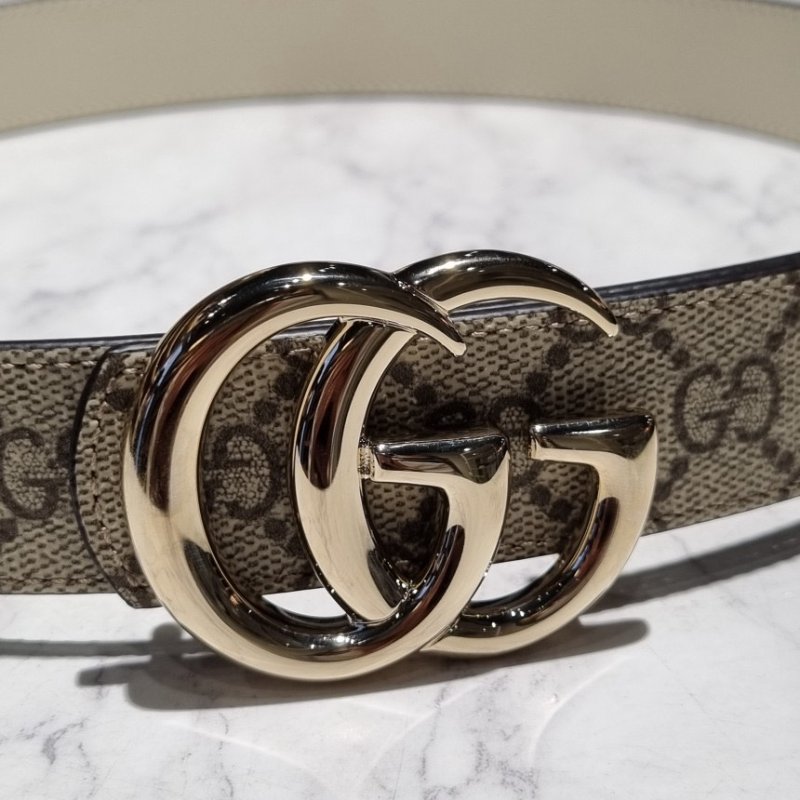 ✨2026季度全新✨Gucci 女款 847131 GG Supreme 3 公分寬雙面腰帶 米色帆布／象牙白皮革 75/80/85/90公分-6