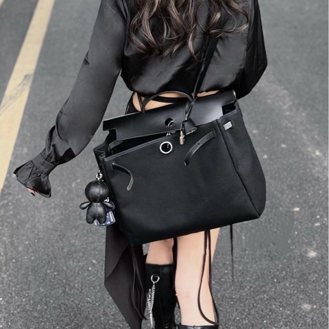 Hermes Herbag 31/36 黑色皮革