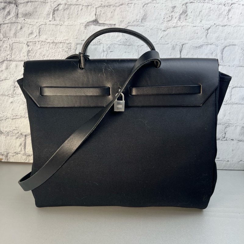 Hermes Herbag 31/36 黑色皮革-7