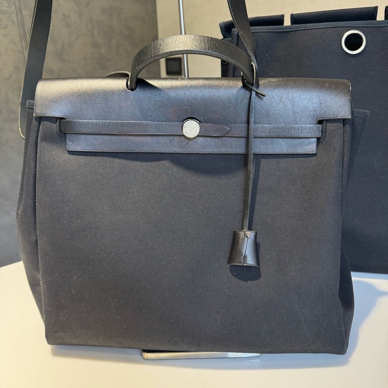 Hermes Herbag 36/38黑色皮革 （附替換袋）-3