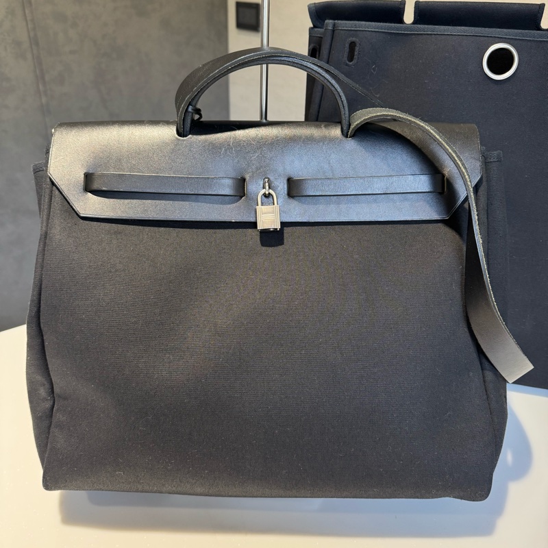 Hermes Herbag 36/38黑色皮革 （附替換袋）-8