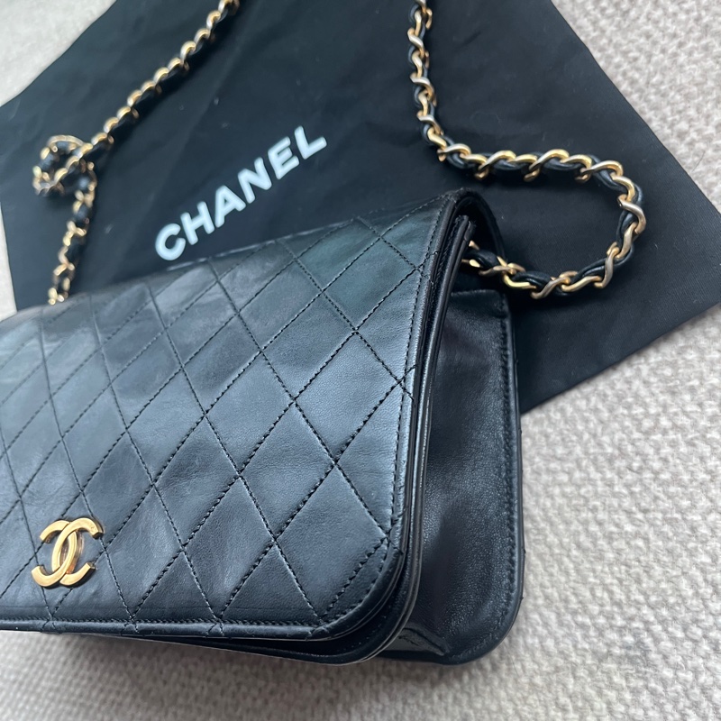 Chanel vintage 香奈兒黑金羊菱格包-2