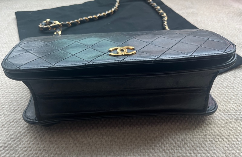 Chanel vintage 香奈兒黑金羊菱格包-4