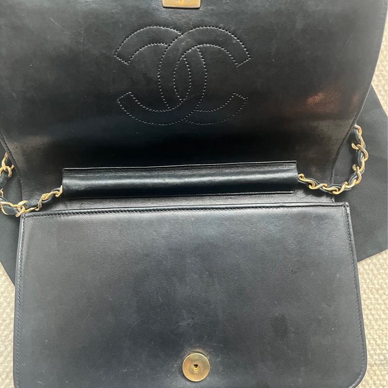 Chanel vintage 香奈兒黑金羊菱格包-7