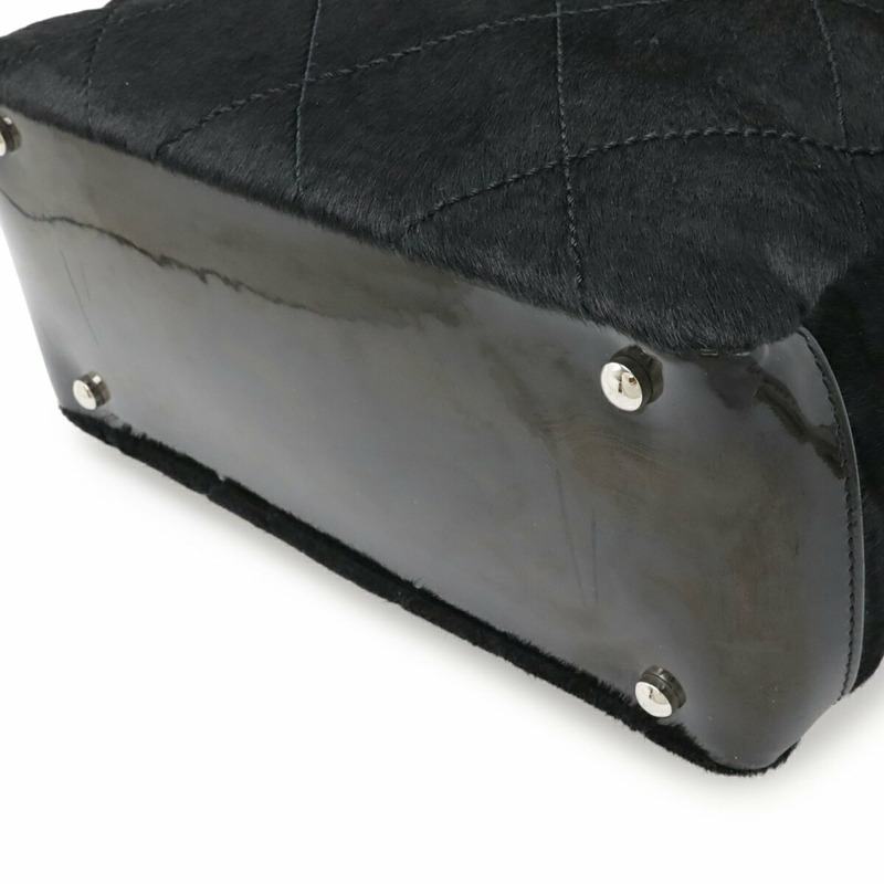 香奈兒巴黎比亞里茨手提包 PM 單肩包 塗佈帆布皮革 黑色 A34208-3