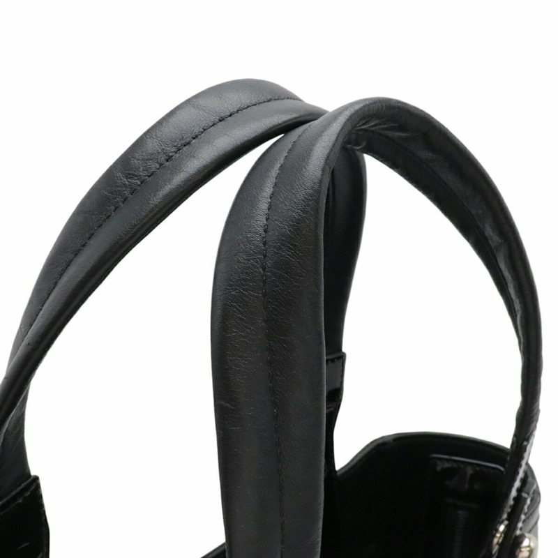 香奈兒巴黎比亞里茨手提包 PM 單肩包 塗佈帆布皮革 黑色 A34208-6