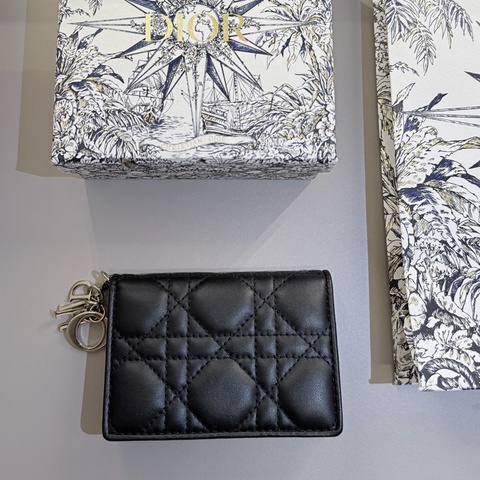 Lady Dior 黑色 Cannage 羊皮 [卡夾/錢包/短夾 ]