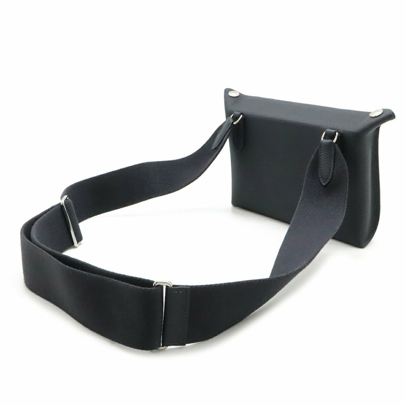 愛馬仕 Hermès Vide Poche H Evelyn 肩包 Togo 黑色 W 印章-2