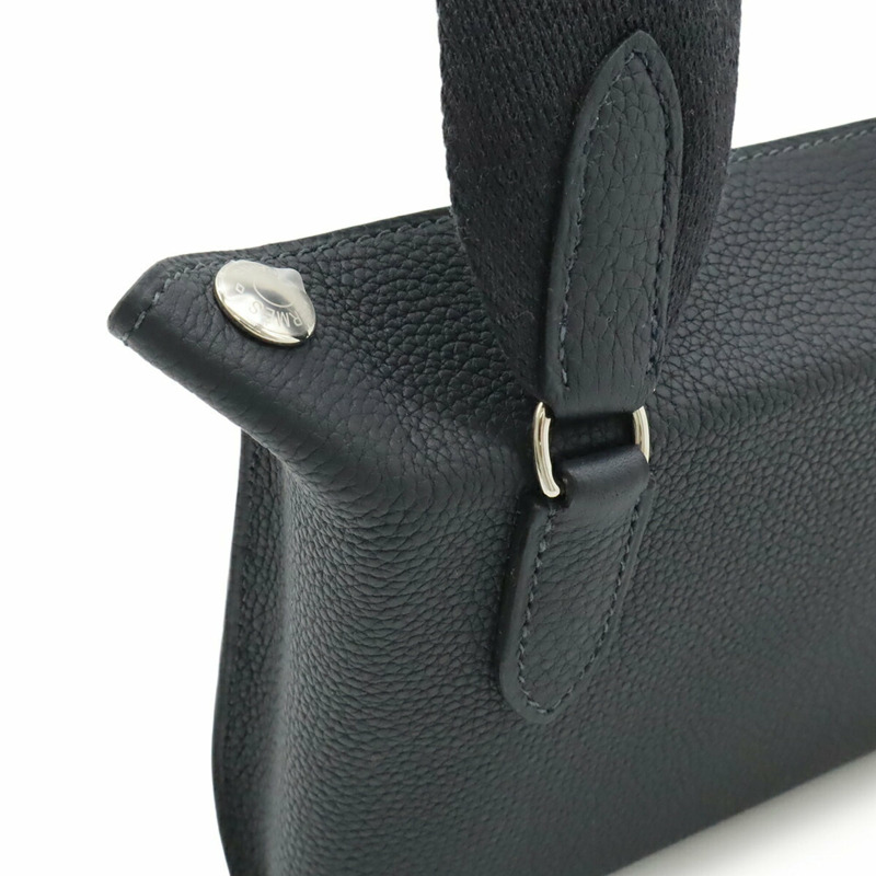 愛馬仕 Hermès Vide Poche H Evelyn 肩包 Togo 黑色 W 印章-4