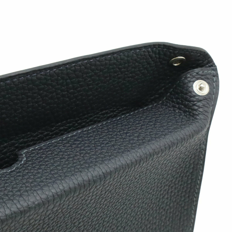 愛馬仕 Hermès Vide Poche H Evelyn 肩包 Togo 黑色 W 印章-6