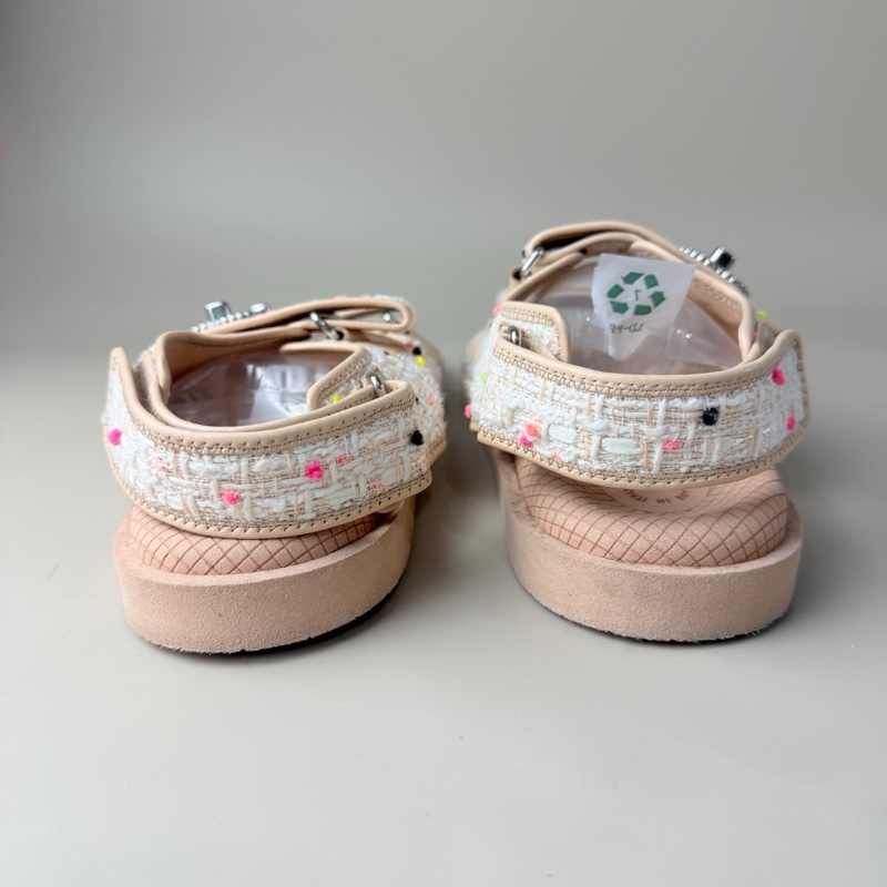 CHANEL/香奈兒 銀粉編織雙C涼鞋 39碼 無附件-3