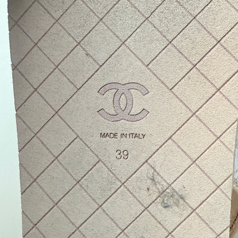 CHANEL/香奈兒 銀粉編織雙C涼鞋 39碼 無附件-6