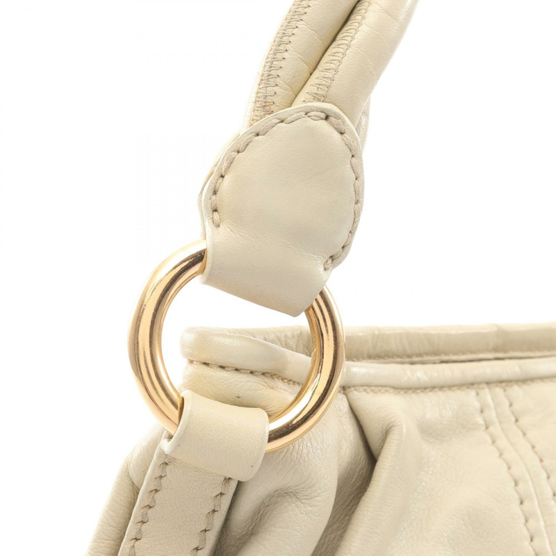 Miu Miu Logo 單肩包，米色皮革，二手女款-5