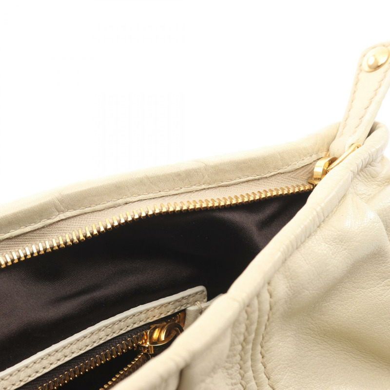 Miu Miu Logo 單肩包，米色皮革，二手女款-7