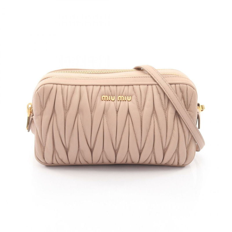 Miu Miu MATELASSE 粉紅皮革單肩包（二手女款）-0