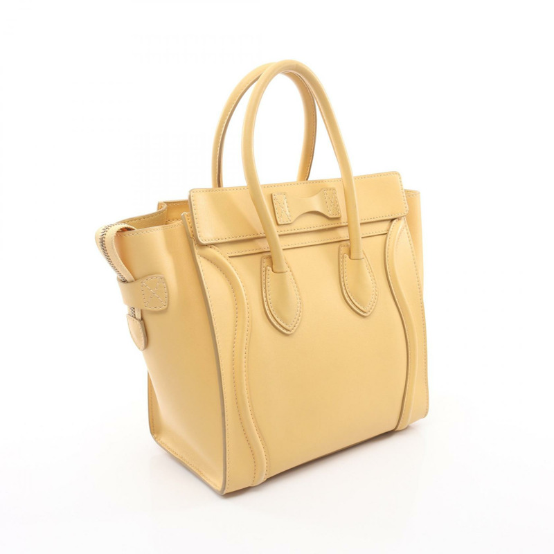 CELINE Luggage 微型購物手提包 167793 皮革 黃色 二手 女士-1