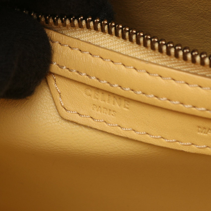 CELINE Luggage 微型購物手提包 167793 皮革 黃色 二手 女士-3