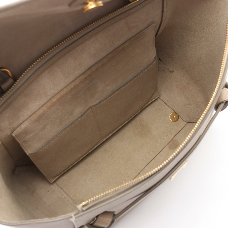 CELINE MINI Belt 2Way 肩背手提包 176103 米色皮革 二手 女士-2