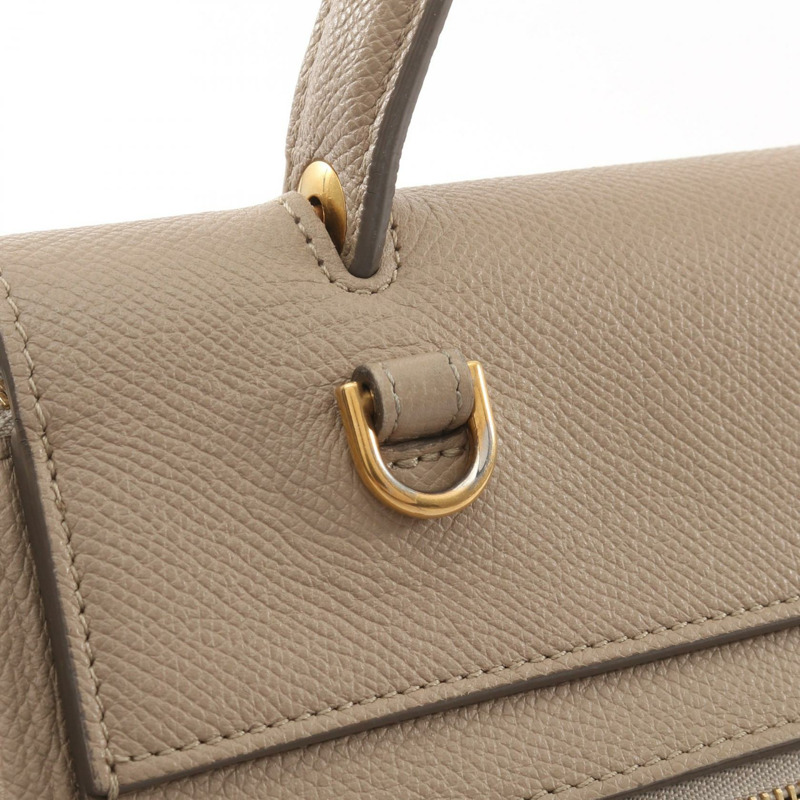 CELINE MINI Belt 2Way 肩背手提包 176103 米色皮革 二手 女士-6