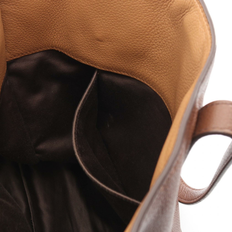 Miu Miu Logo 手提包，棕色皮革，二手女款-9