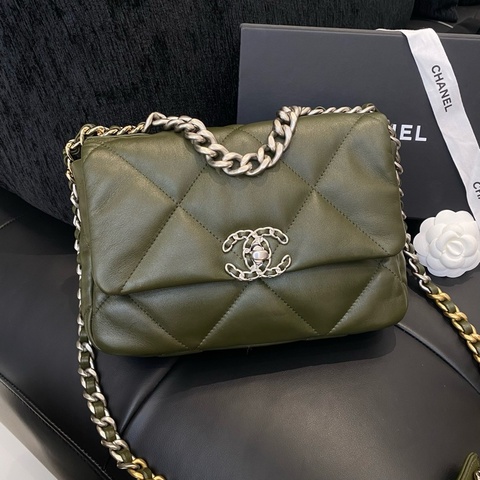 99新香奈兒/CHANEL 羊皮 古巴綠 19bag小號  22年底長26 公