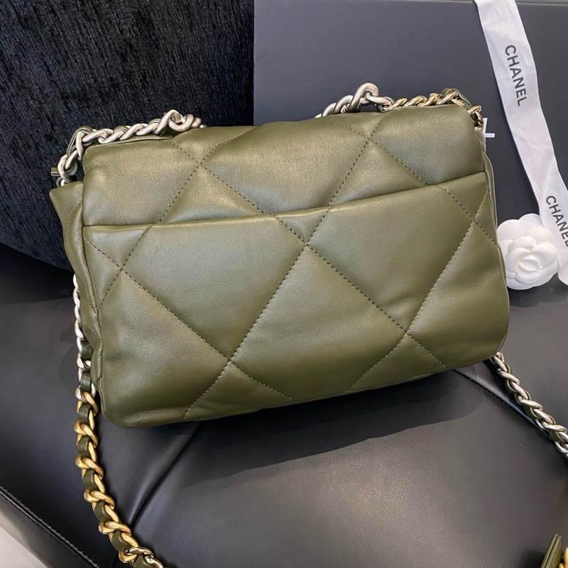 99新香奈兒/CHANEL 羊皮 古巴綠 19bag小號  22年底長26 公-1