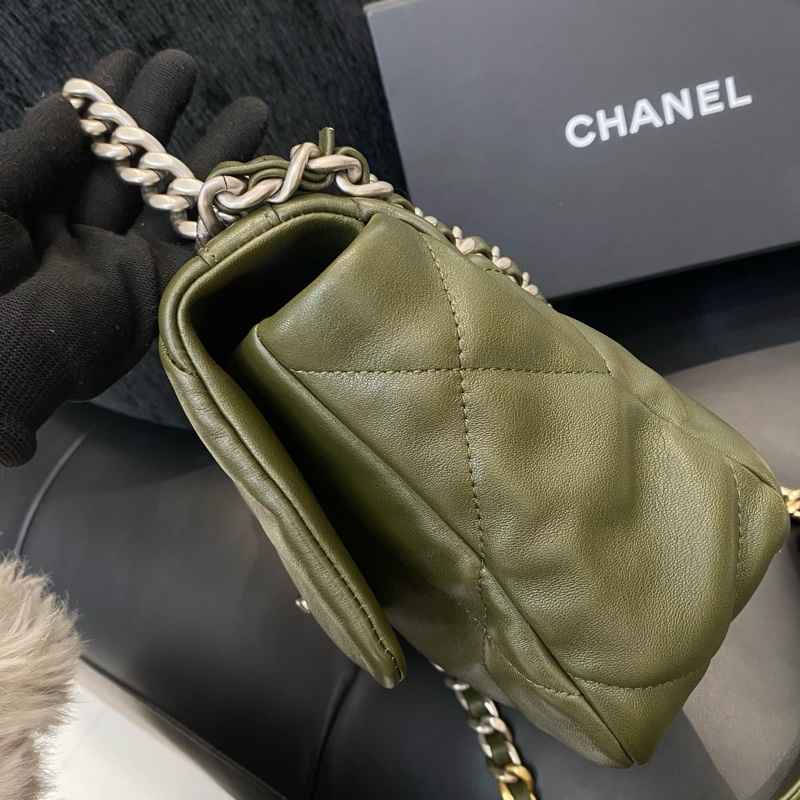 99新香奈兒/CHANEL 羊皮 古巴綠 19bag小號  22年底長26 公-2