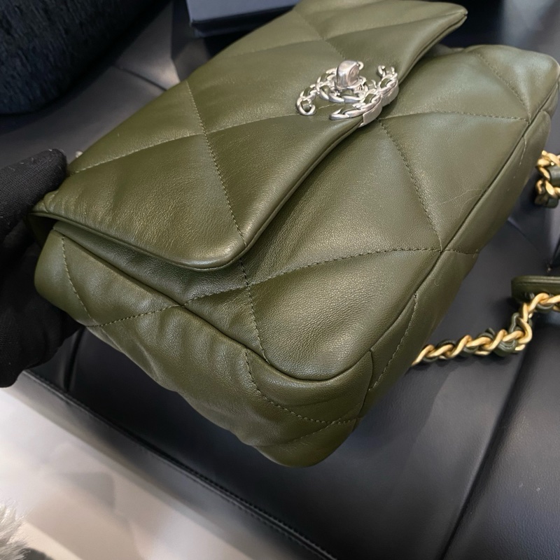 99新香奈兒/CHANEL 羊皮 古巴綠 19bag小號  22年底長26 公-4