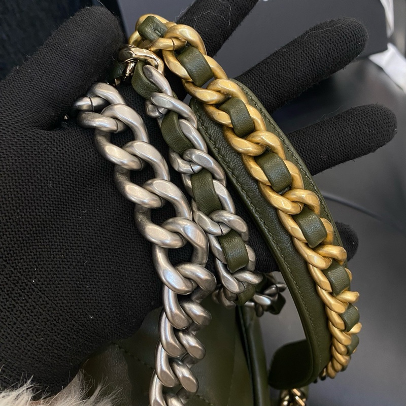 99新香奈兒/CHANEL 羊皮 古巴綠 19bag小號  22年底長26 公-6