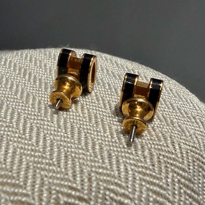 Hermes 愛馬仕 mini pop H 耳釘 耳環 黑-5