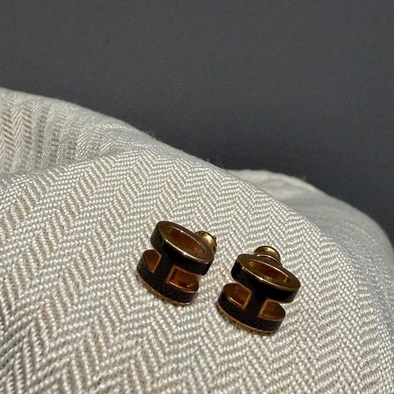 Hermes 愛馬仕 mini pop H 耳釘 耳環 黑-7