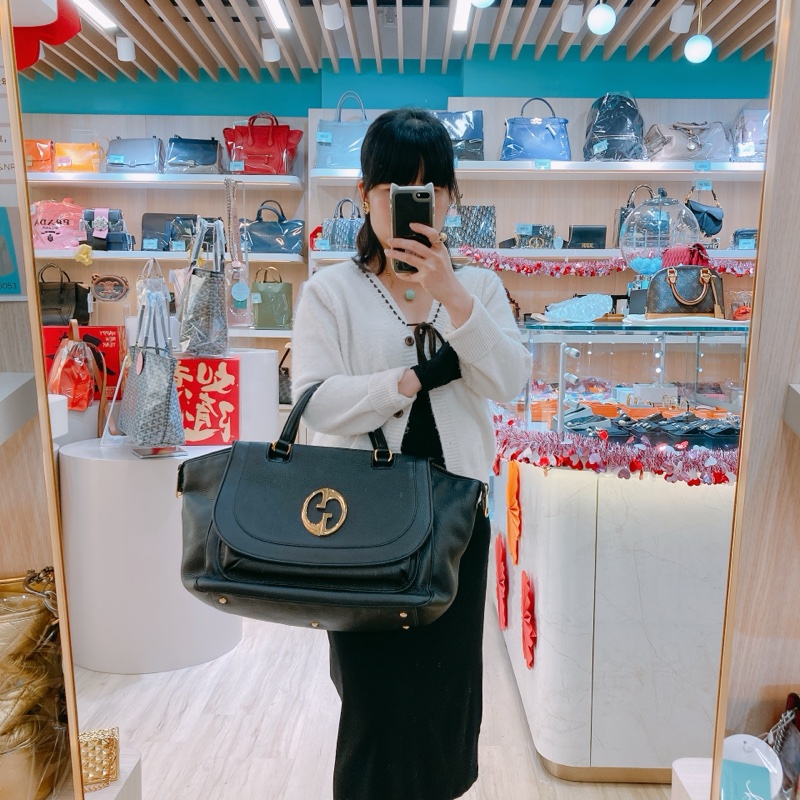 MS0580 GUCCI 古馳GG扣大號牛皮手拿包包1973 TOP HANDLE MEDIUM TOTE BAG CALFSKIN-1