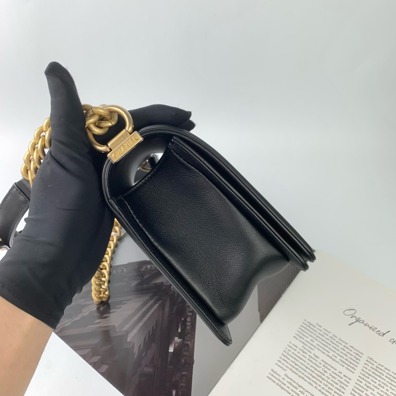 Chanel boy25牛皮黑金 🈶專櫃購證👍-3