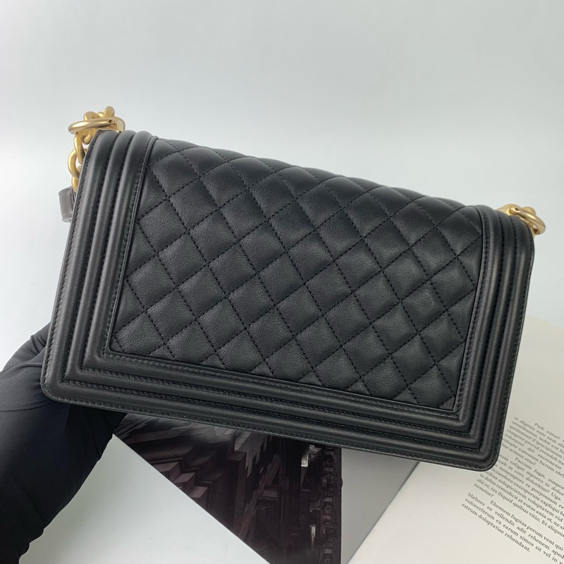 Chanel boy25牛皮黑金 🈶專櫃購證👍-5
