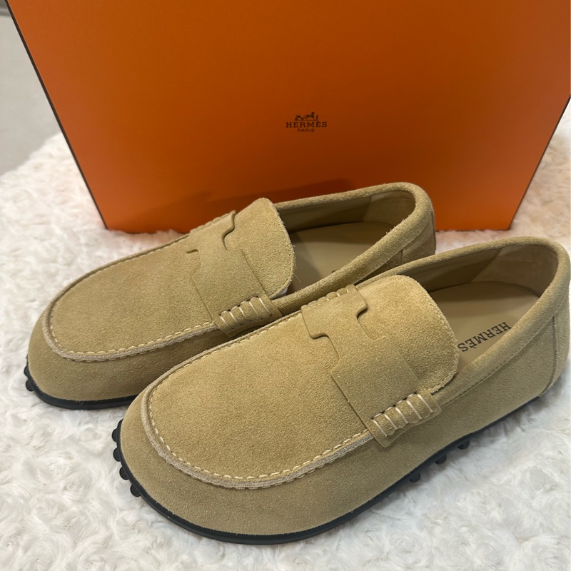 全新Hermes 愛馬仕 Lazy 樂福鞋  米色361/2-2