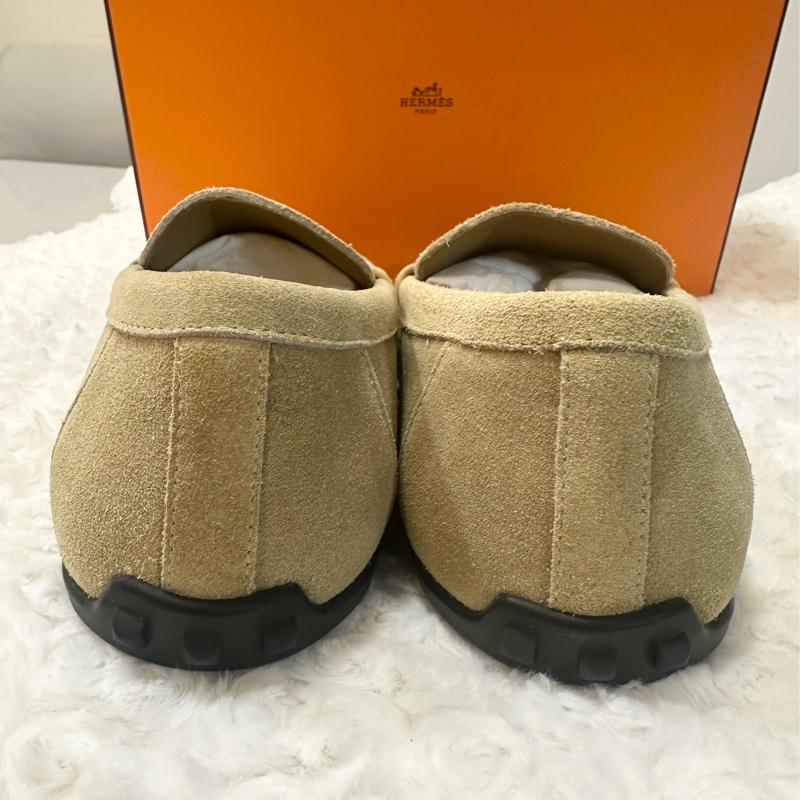 全新Hermes 愛馬仕 Lazy 樂福鞋  米色361/2-4