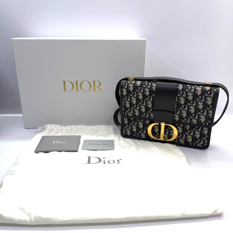 DIOR  藍色緹花蒙田包 MONTAIGNE 30 OBLIQUE SHOULDER CROSSBODY-2